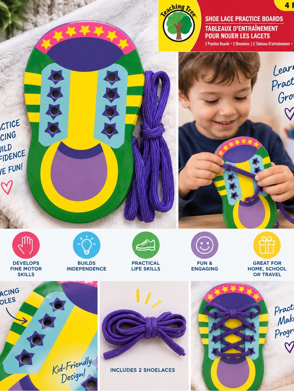 Shoe Lace Practice Boards 4 piece set